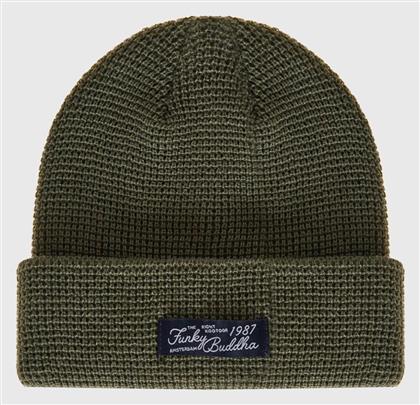 Funky Buddha Beanie Ανδρικός Σκούφος Πλεκτός σε Χακί χρώμα