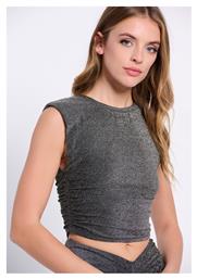 Funky Buddha Γυναικείο Crop Top Αμάνικο Γκρι