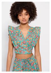 Funky Buddha Γυναικείο Crop Top Αμάνικο Καλοκαιρινό Τιρκουάζ