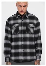 Funky Buddha Overshirt Φανελένιο Πουκάμισο Γκρι