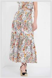 Funky Buddha Ψηλόμεση Maxi Φούστα Floral σε Λευκό χρώμα