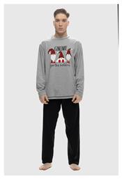 Galaxy Χειμερινή Ανδρική Πιτζάμα Βαμβακερή Γκρι Μελανζέ