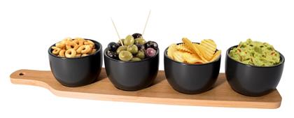 General Trade Ορντεβιέρα 4 Θέσεων με Βάση από Πορσελάνη Μαύρη Ø41cm Π41xΜ8cm 4τμχ