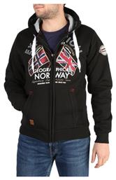 Geographical Norway Flepto100 Ανδρική Φούτερ Ζακέτα με Κουκούλα και Τσέπες Μαύρη