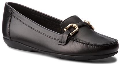 Geox D Annytah Moc A Δερμάτινα Γυναικεία Loafers σε Μαύρο Χρώμα