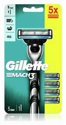 Gillette Mach3 Ξυραφάκι με Ανταλλακτικές Κεφαλές 3 Λεπίδων & Λιπαντική Ταινία 5τμχ