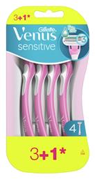 Gillette Venus 3 Sensitive Ξυραφάκια μιας Χρήσης με 3 Λεπίδες και Λιπαντική Ταινία για Ευαίσθητες Επιδερμίδες 4τμχ