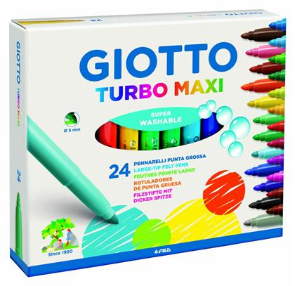 Giotto Turbo Maxi Πλενόμενοι Μαρκαδόροι Ζωγραφικής Χονδροί σε 24 Χρώματα