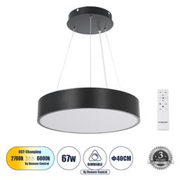 GloboStar Burton -P Στρογγυλό Κρεμαστό LED Panel Ισχύος 67W με Ρυθμιζόμενο Λευκό Φως 40x40εκ.