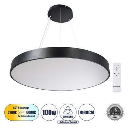 GloboStar Burton Στρογγυλό Κρεμαστό LED Panel 100W με Ρυθμιζόμενο Λευκό Φως 80εκ.