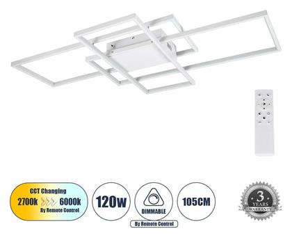 GloboStar Quadra Πλαφονιέρα 105εκ. LED με Τηλεχειριστήριο