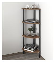 Γωνιακή Βιβλιοθήκη Lela 34x34x125εκ. Μαύρο - καπνιστή καρυδιά