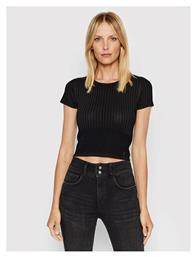 Guess Γυναικείο Crop Top Κοντομάνικο Καλοκαιρινό Μαύρο