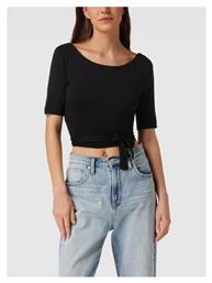 Guess Γυναικείο Crop Top Κοντομάνικο Καλοκαιρινό Μαύρο