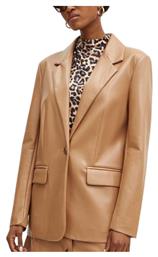 Guess Μακρύ Γυναικείο Δερμάτινο Σακάκι