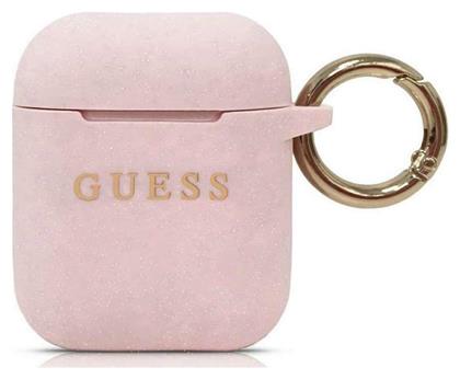 Guess Silicone Case Θήκη Σιλικόνης με Γάντζο Light Pink για Apple AirPods από το Public