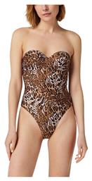 Guess Strapless Ολόσωμο Μαγιό Animal Print Καφέ