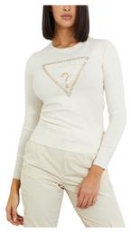 Guess Triangle Γυναικεία Μπλούζα Μακρυμάνικη cream white