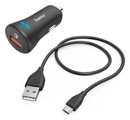 Hama Car Charger Set Micro Usb Qc 1.5m Black