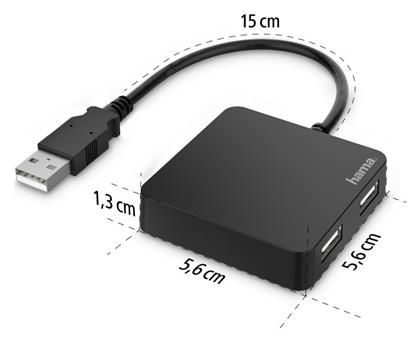 HAMA USB 2.0 Hub 4 Θυρών με σύνδεση USB-A