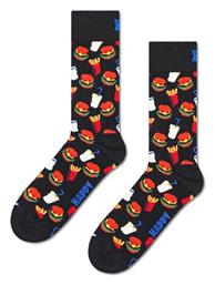 Happy Socks Hamburger Unisex Κάλτσες με Σχέδια Μαύρες