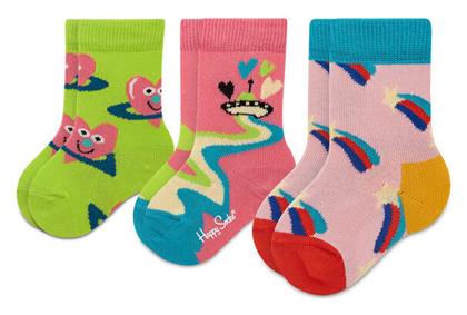 Happy Socks Παιδικές Κάλτσες Μακριές Kids Hearts Πολύχρωμες 3 Ζευγάρια