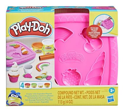 Hasbro Play-Doh Πλαστελίνη - Παιχνίδι Create and Go Cupcakes για 3+ Ετών, 4τμχ