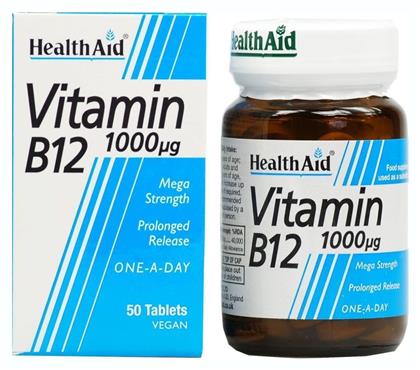 Health Aid B12 50 Tabs Βιταμίνη για την Υγεία του Νευρικού Συστήματος 1000mcg 50 ταμπλέτες