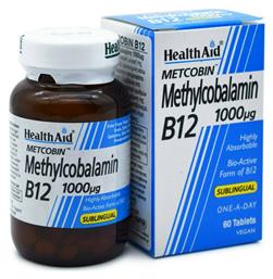 Health Aid Methylcobalamin Metcobin B12 Βιταμίνη για την Υγεία του Νευρικού Συστήματος 1000mcg 60 ταμπλέτες