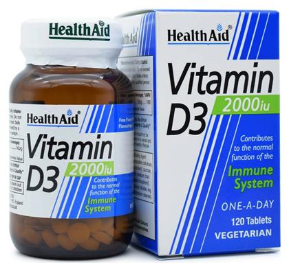 Health Aid Vitamin D3 Βιταμίνη για Ανοσοποιητικό 2000iu 120 φυτικές κάψουλες