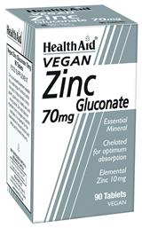 Health Aid Zinc Gluconate 70mg 90 ταμπλέτες