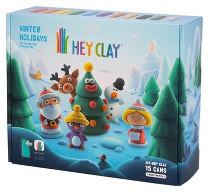 Hey Clay Winter Holidays Παιδικός Πηλός Μοντελοποίησης Πολύχρωμος Σετ