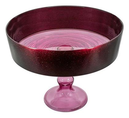 HFA Reflections Διακοσμητικό Μπωλ Γυάλινο με Πόδι Μπορντό 24x24x19cm
