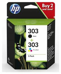 HP 303 Γνήσιο Πακέτο 2 Μελανιών Εκτυπωτή InkJet Πολλαπλό (Color) / Μαύρο (3YM92AE) από το e-shop