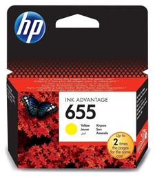 HP 655 Γνήσιο Μελάνι Εκτυπωτή InkJet Κίτρινο (CZ112AE)