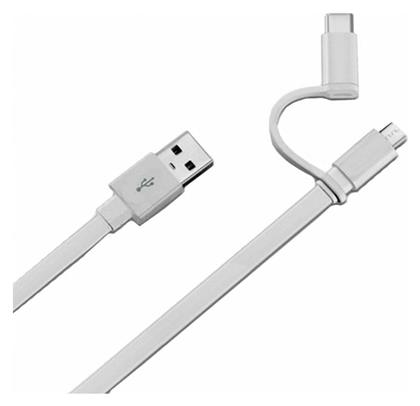 Huawei Flat USB to Type-C/micro USB Cable Λευκό 1.5m (04071417)