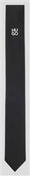 Hugo Metal Logo Ανδρική Γραβάτα Μεταξωτή Μονόχρωμη σε Μαύρο Χρώμα