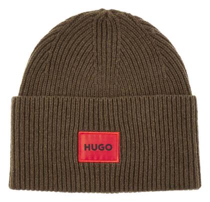 Hugo Boss Beanie Ανδρικός Σκούφος με Rib Πλέξη σε Καφέ χρώμα