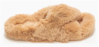 Issue Fashion Χειμερινές Γυναικείες Παντόφλες με γούνα σε Μπεζ Χρώμα