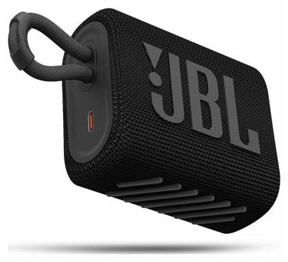 JBL Go 3 Αδιάβροχο Ηχείο Bluetooth 4.2W με Διάρκεια Μπαταρίας έως 5 ώρες Μαύρο