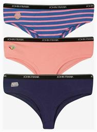 John Frank Good Vibes Βαμβακερά Γυναικεία Slip 3Pack Pink/Blue