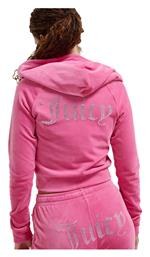 Juicy Couture Γυναικεία Ζακέτα Φούτερ Βελουτέ με Κουκούλα Φούξια