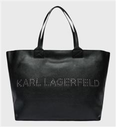 Karl Lagerfeld Δερμάτινη Γυναικεία Τσάντα Tote Χειρός Μαύρη