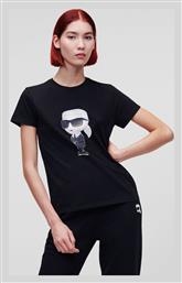 Karl Lagerfeld Γυναικείο T-shirt Μαύρο με Στάμπα