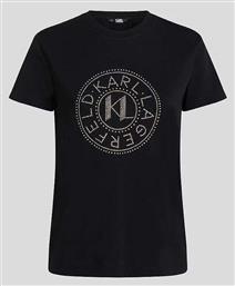 Karl Lagerfeld Rhinestone Logo Γυναικείο T-shirt Μαύρο.