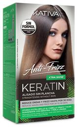 Kativa Keratin Anti-Frizz Xtra Shine Straightening without Iron Σετ Θεραπείας Μαλλιών με Κερατίνη για Ισιωτική, με Σαμπουάν και Μάσκα 3τμχ