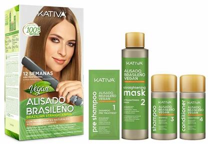 Kativa Vegan Brazilian Straightening Σετ Κερατίνης για Ισιωτική, με Σαμπουάν και Μάσκα 5τμχ