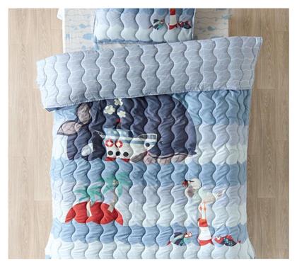 Kentia Σετ Παιδικό Κουβερλί Μονό με Μαξιλαροθήκη Balena Blue 160x240εκ.