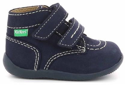 Kickers Bronko Ανατομικά Suede Παιδικά Μποτάκια με Σκρατς Navy Μπλε