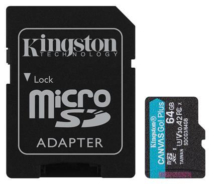 Kingston Canvas Go! Plus microSDXC 64GB Class 10 U3 V30 A2 UHS-I